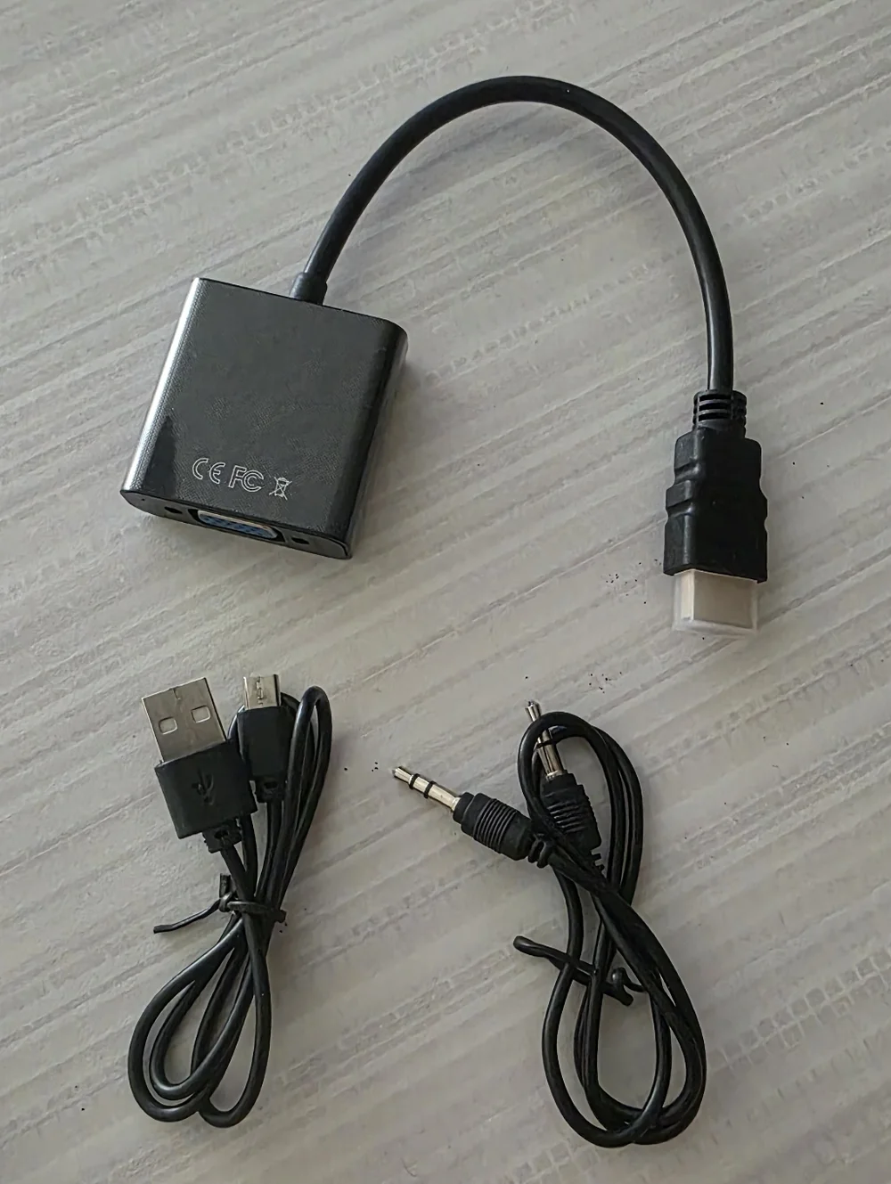 HDMI to VGA Adapter 1080P Video Converter M to F w/3.5mm Audio MiniUSB to USB